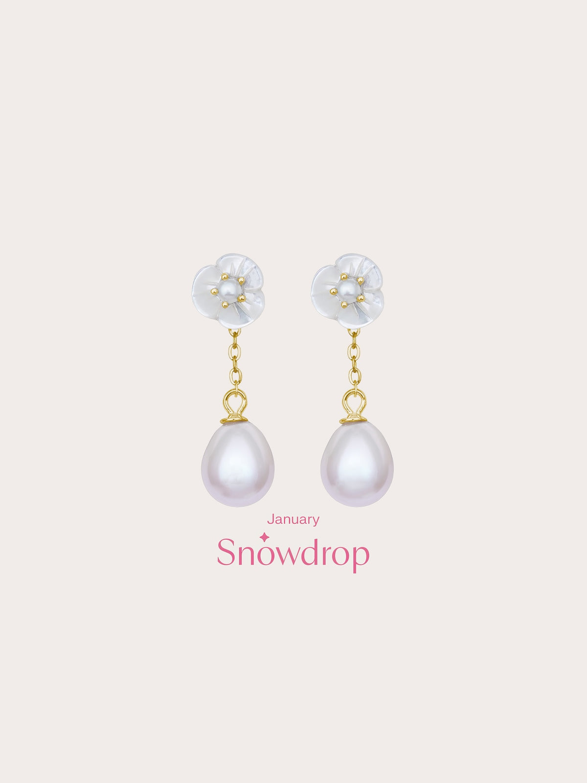 Carved Snowdrop Drop Earrings 18K Gold (5) – Mondays Made Flower & Birthstone Jewelry Singapore