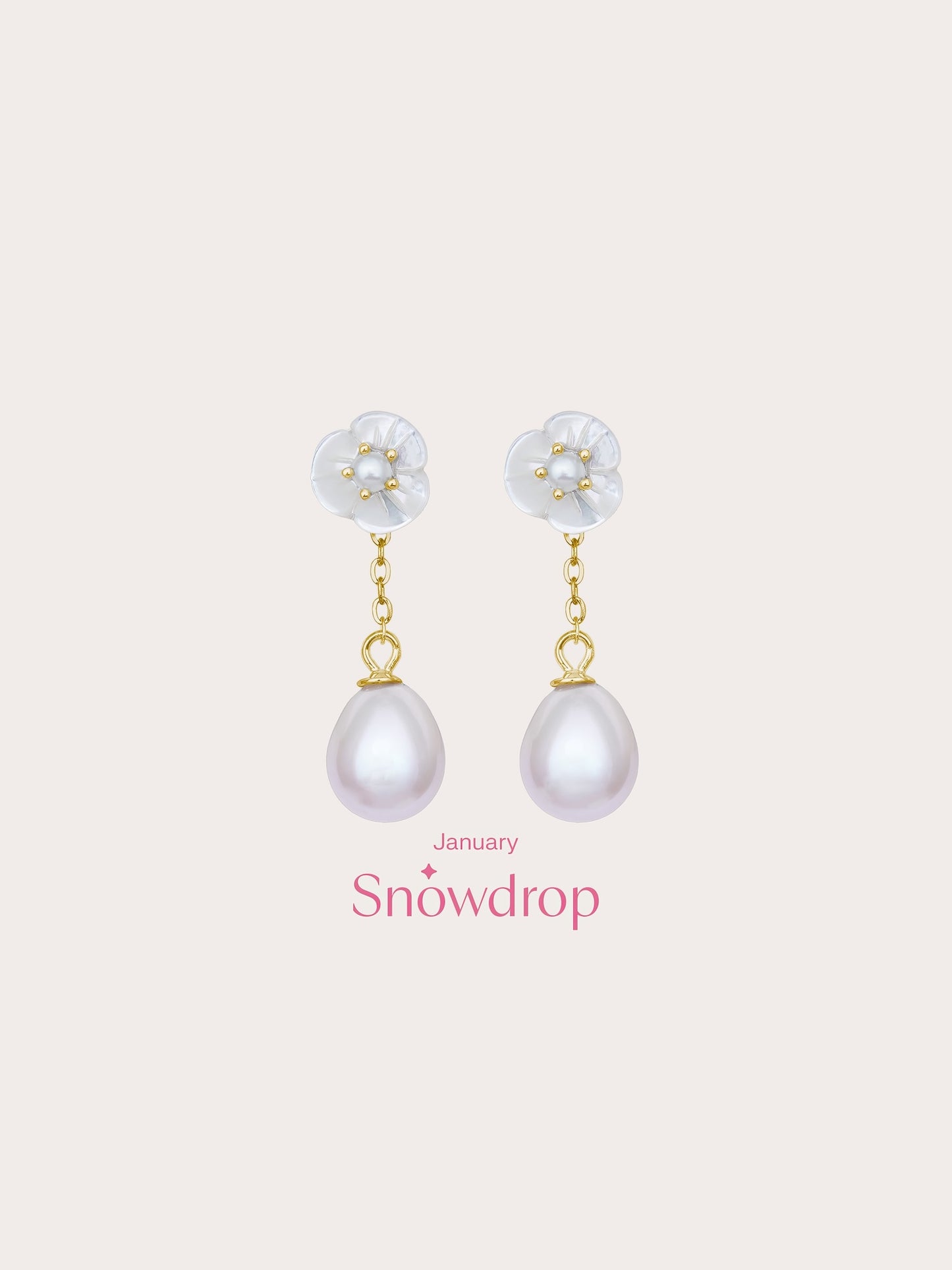 Carved Snowdrop Drop Earrings