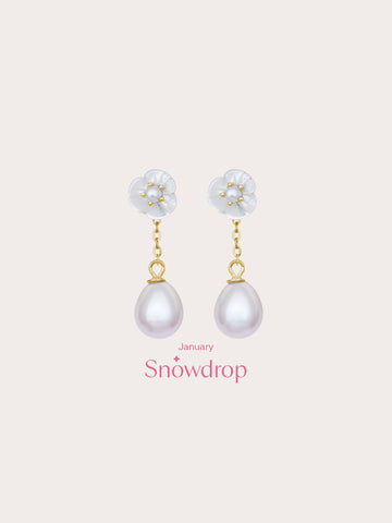 Carved Snowdrop Drop Earrings 18K Gold (5) – Mondays Made Flower & Birthstone Jewelry Singapore