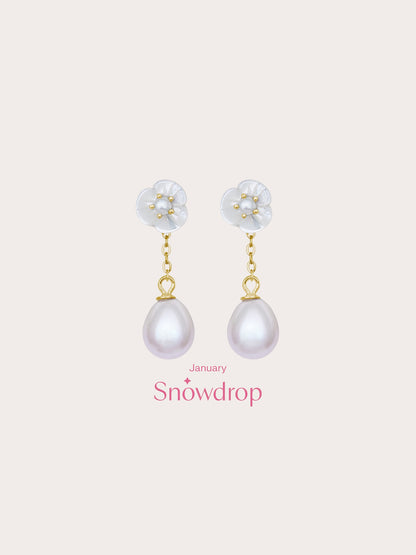 Carved Snowdrop Drop Earrings 18K Gold (5) – Mondays Made Flower & Birthstone Jewelry Singapore