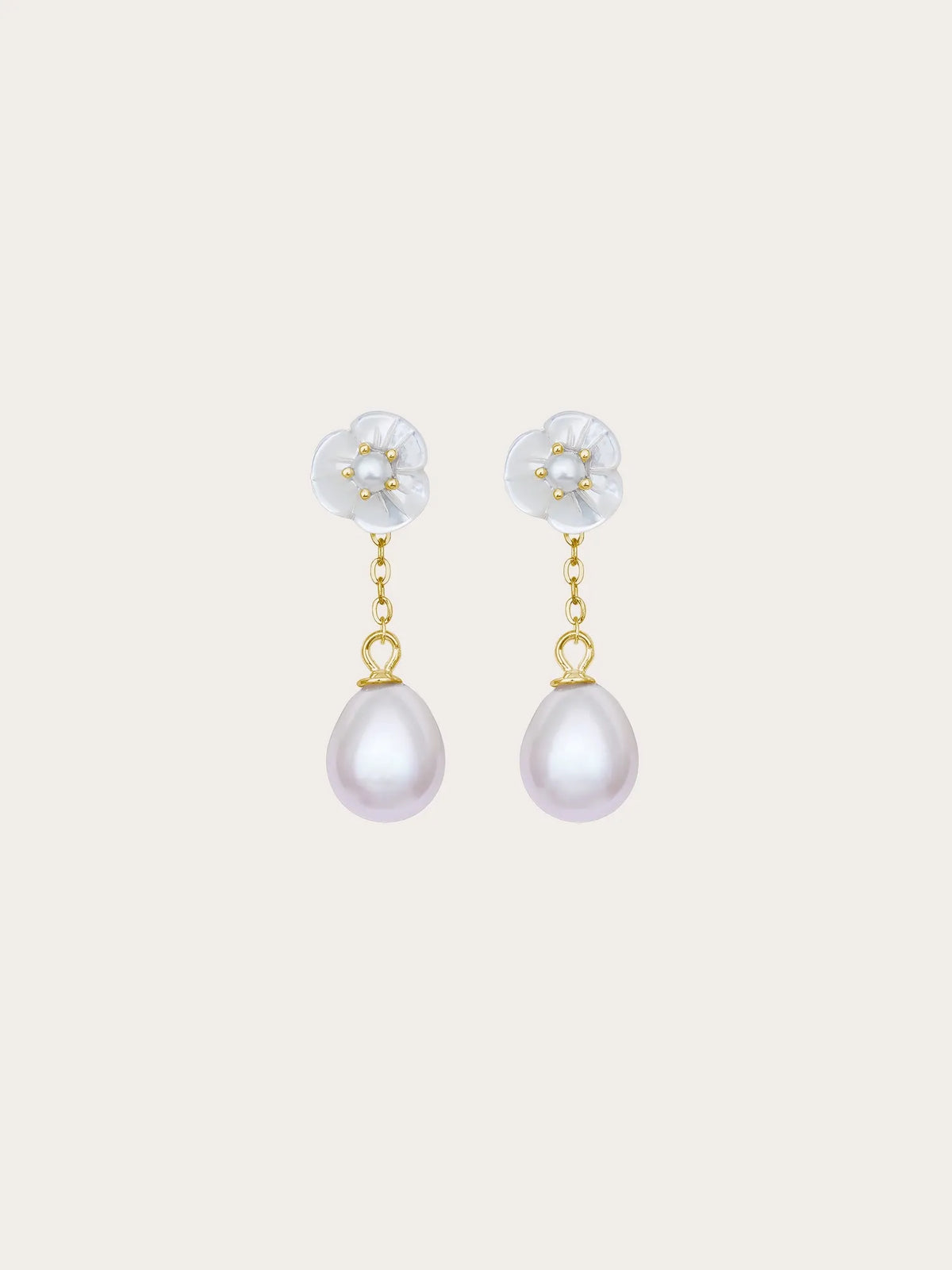 Carved Snowdrop Necklace and Earrings Set