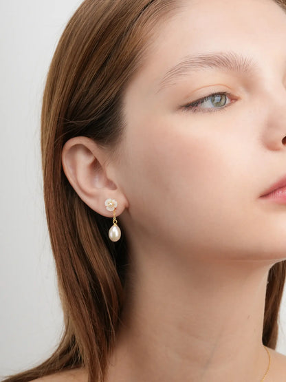 Carved Snowdrop Drop Earrings 18K Gold (3) – Mondays Made Flower & Birthstone Jewelry Singapore