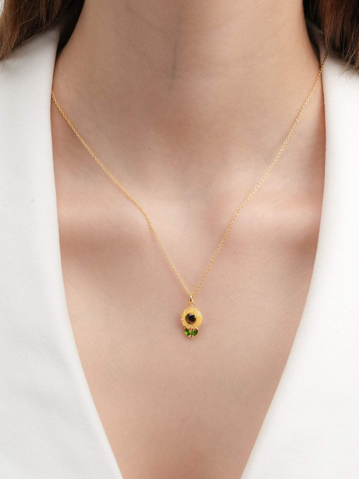 Carved Sunflower Necklace 18K Gold (3) – Mondays Made Flower & Birthstone Jewelry Singapore