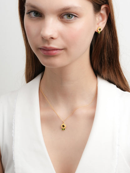 Carved Sunflower Necklace 18K Gold (4) – Mondays Made Flower & Birthstone Jewelry Singapore