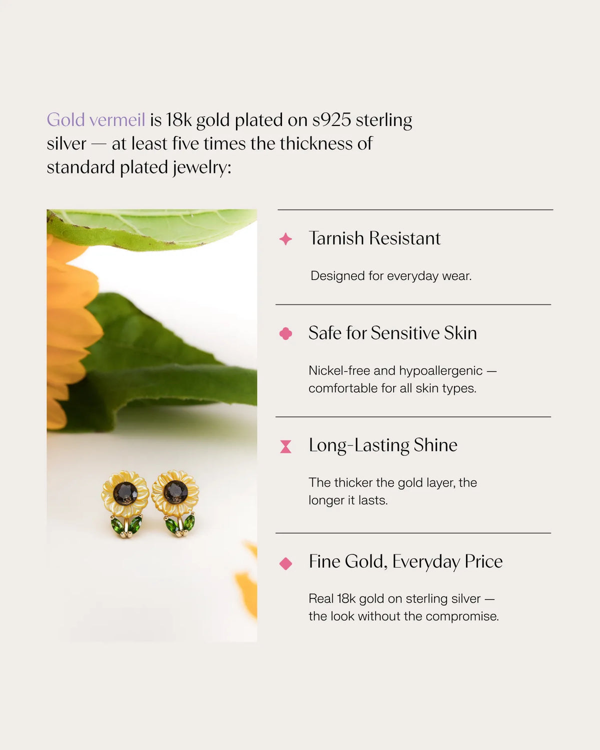 Carved Sunflower Stud Earrings