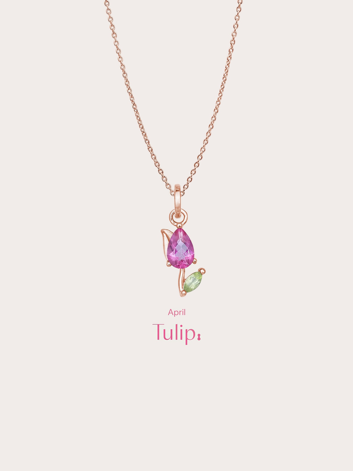 Carved Tulip Necklace 18K Rose Gold (1) – Mondays Made Flower & Birthstone Jewelry Singapore