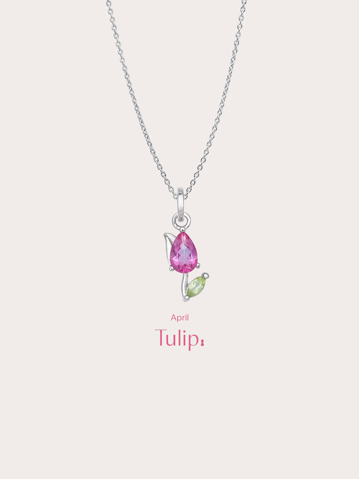 Carved Tulip Necklace S925 Silver Rhodium – Mondays Made Flower & Birthstone Jewelry Singapore
