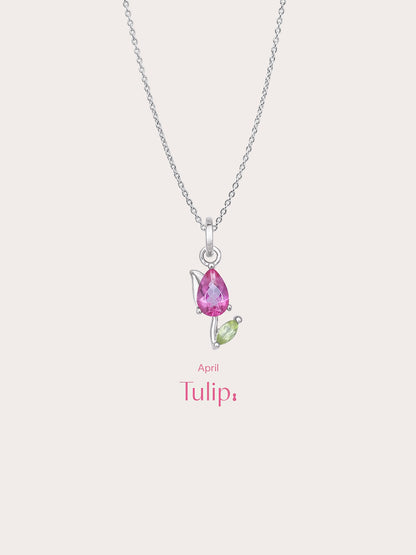 Carved Tulip Necklace S925 Silver Rhodium – Mondays Made Flower & Birthstone Jewelry Singapore