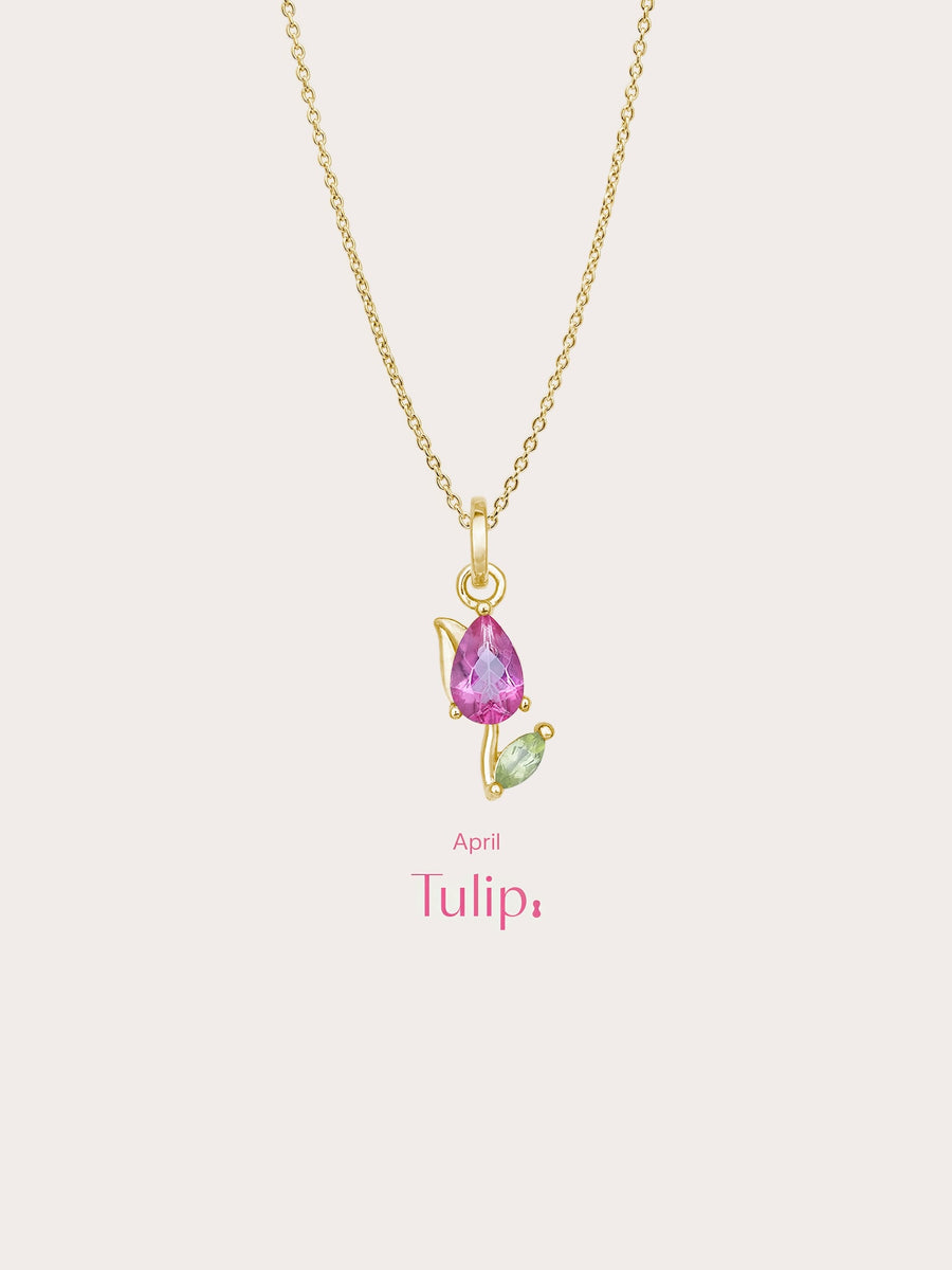 Carved Tulip Necklace 18K Gold – Mondays Made Flower & Birthstone Jewelry Singapore