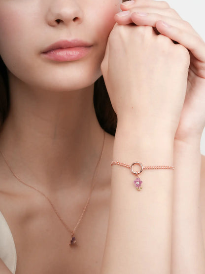 Carved Violet Charm 18K Rose Gold (2) – Mondays Made Flower & Birthstone Jewelry Singapore