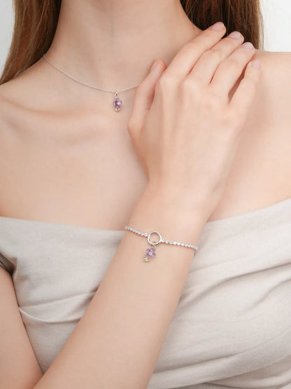Carved Violet Charm S925 Silver Rhodium (3) – Mondays Made Flower & Birthstone Jewelry Singapore
