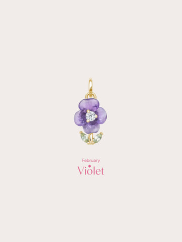 Carved Violet Charm 18K Gold (3) – Mondays Made Flower & Birthstone Jewelry Singapore