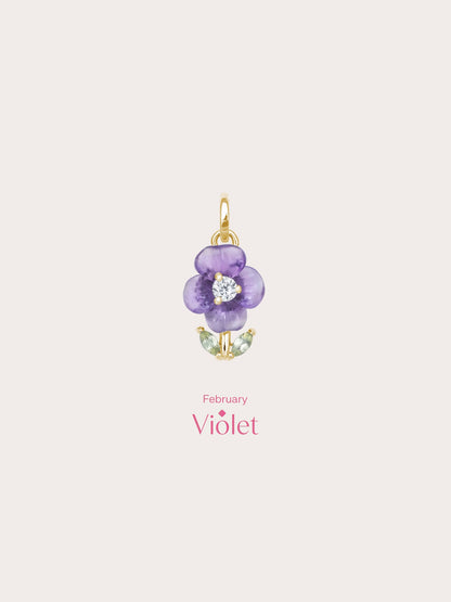 Carved Violet Charm 18K Gold (3) – Mondays Made Flower & Birthstone Jewelry Singapore
