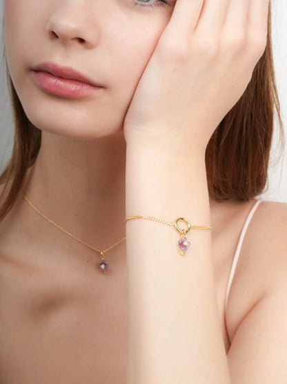 Carved Violet Charm 18K Gold (2) – Mondays Made Flower & Birthstone Jewelry Singapore