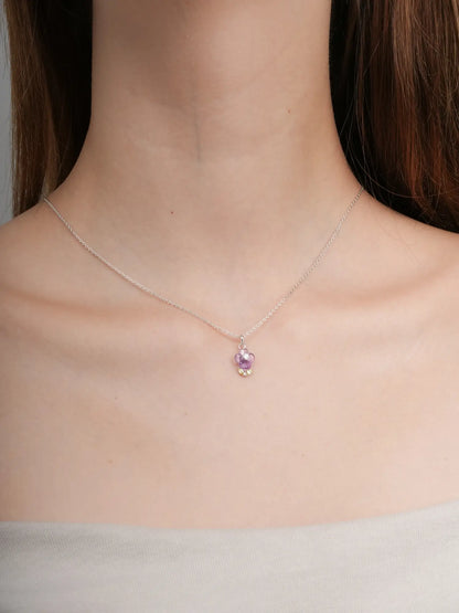 Carved Violet Necklace S925 Silver Rhodium (2) – Mondays Made Flower & Birthstone Jewelry Singapore