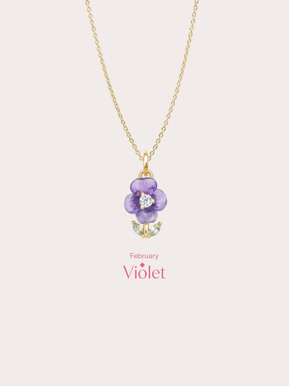 Carved Violet Necklace 18K Gold (5) – Mondays Made Flower & Birthstone Jewelry Singapore