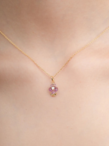Carved Violet Necklace 18K Gold (2) – Mondays Made Flower & Birthstone Jewelry Singapore