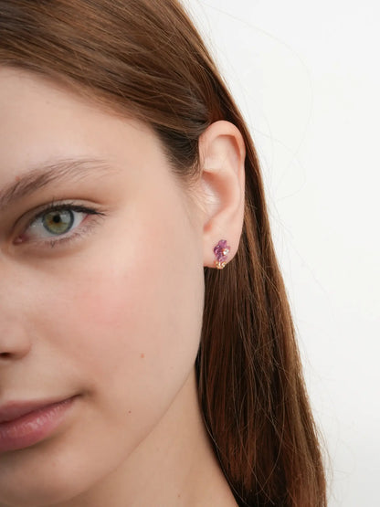 Carved Violet Stud Earrings 18K Rose Gold (3) – Mondays Made Flower & Birthstone Jewelry Singapore