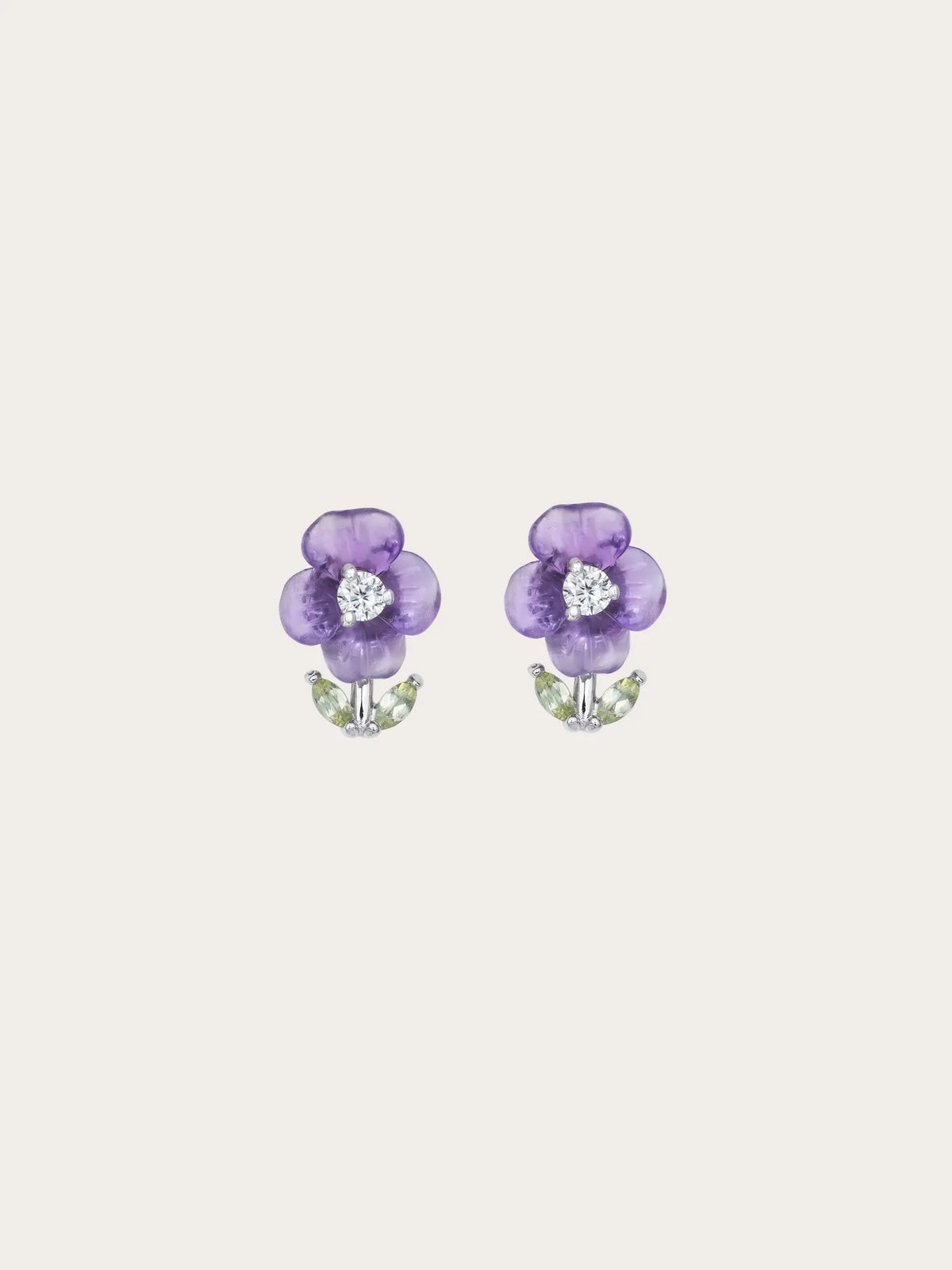 Carved Violet Necklace and Earrings Set