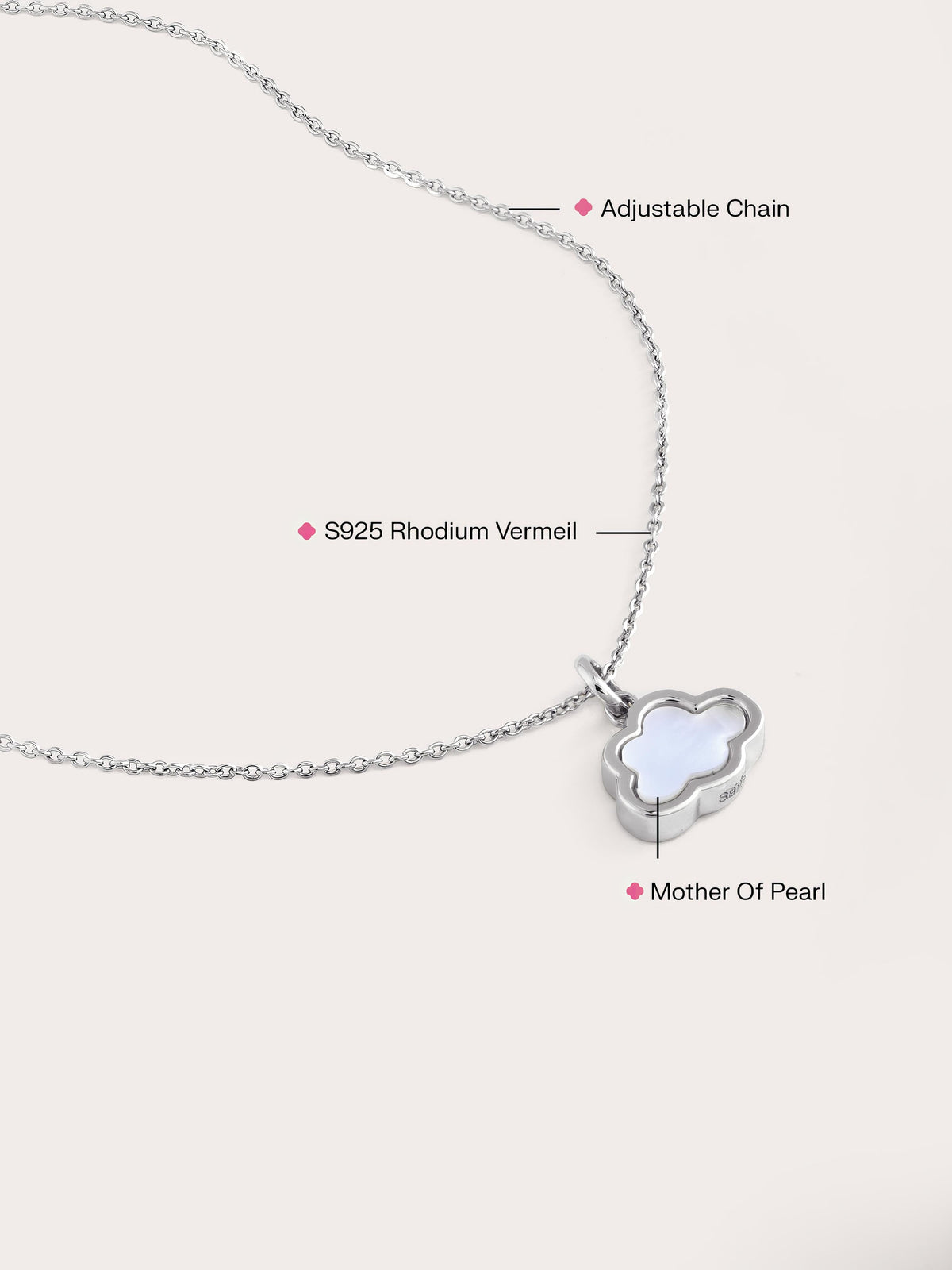 Cloud Necklace S925 Silver Rhodium Flat (2) – Mondays Made Flower & Birthstone Jewelry Singapore