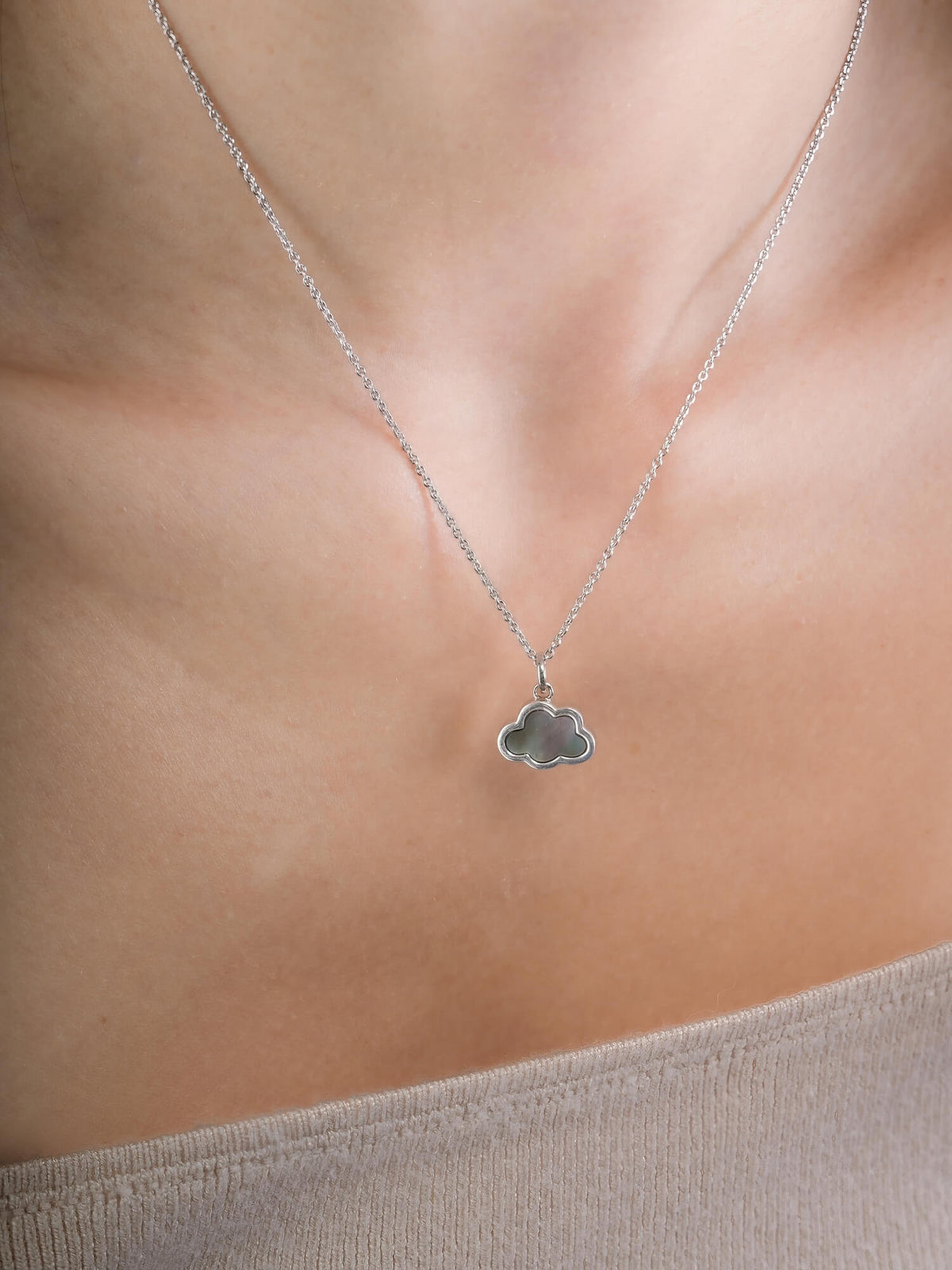 Cloud Necklace S925 Silver Rhodium (5) – Mondays Made Flower & Birthstone Jewelry Singapore