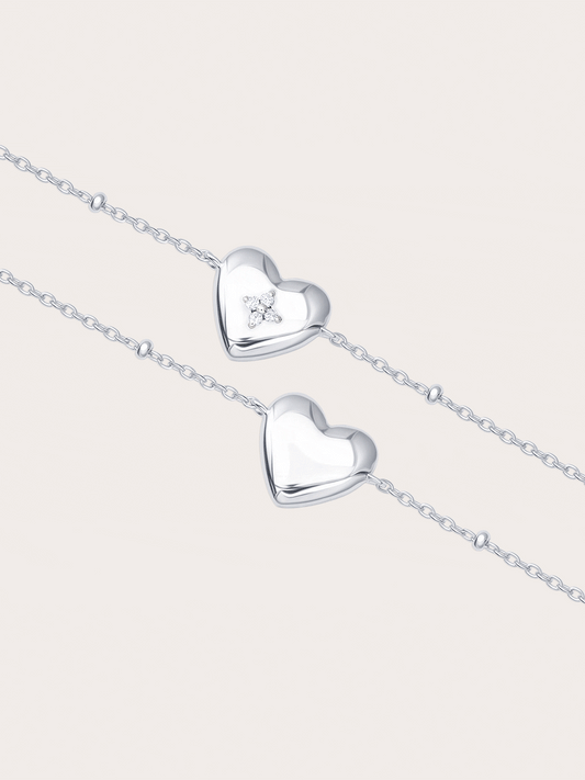 Clover Heart Bracelet S925 Silver Rhodium Gif (1) – Mondays Made Flower & Birthstone Jewelry Singapore