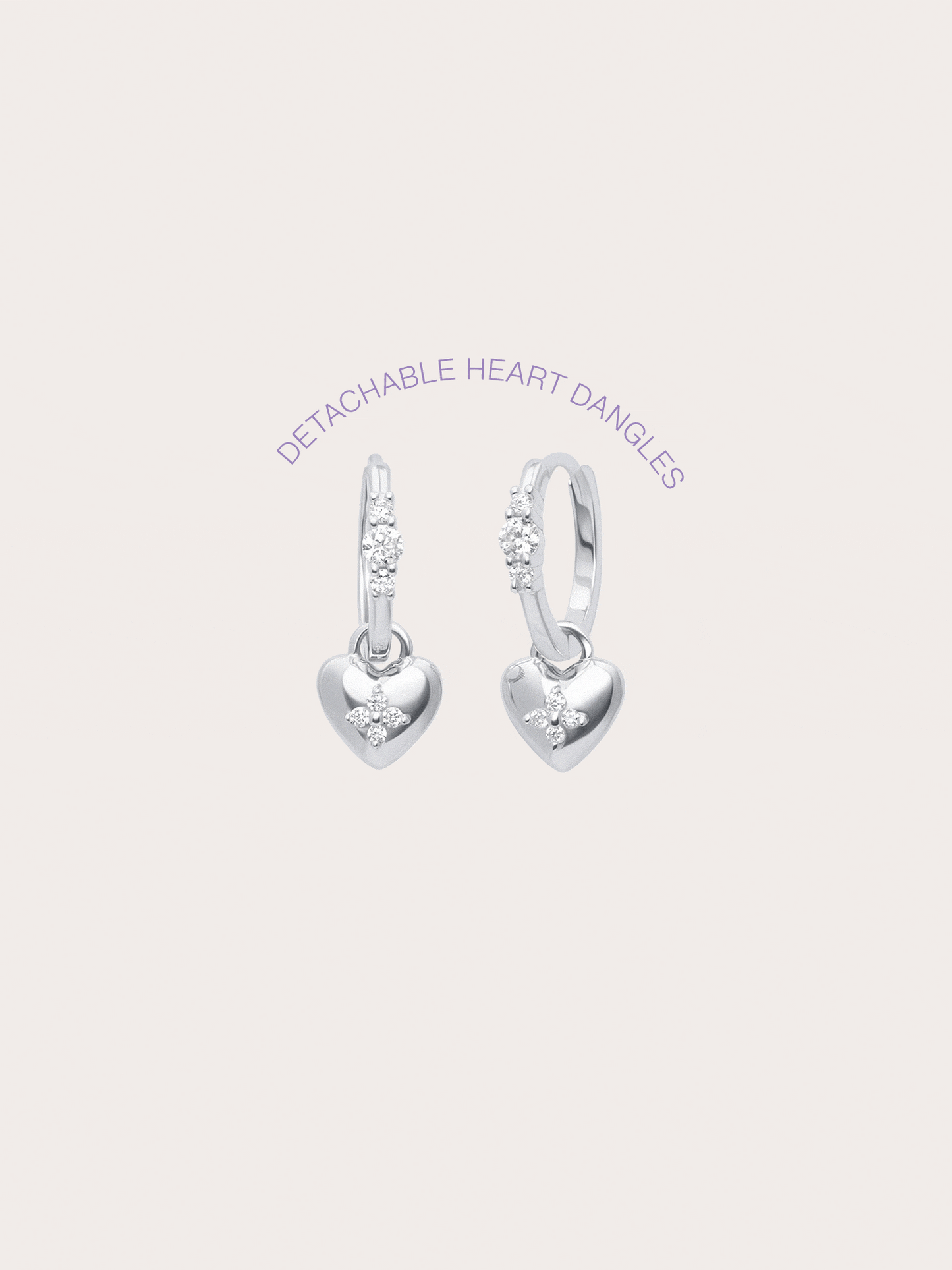 Clover Heart Detachable Huggie Earrings