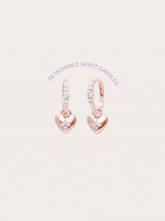 Clover Heart Detachable Huggie Earrings