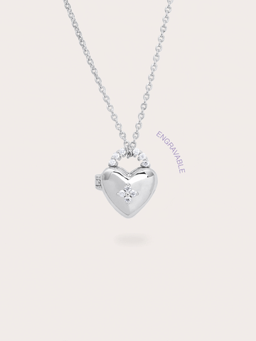 Clover Heart Locket Necklace Sg Gif – Mondays Made Flower & Birthstone Jewelry Singapore