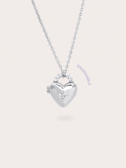 Clover Heart Locket Necklace Sg Gif – Mondays Made Flower & Birthstone Jewelry Singapore