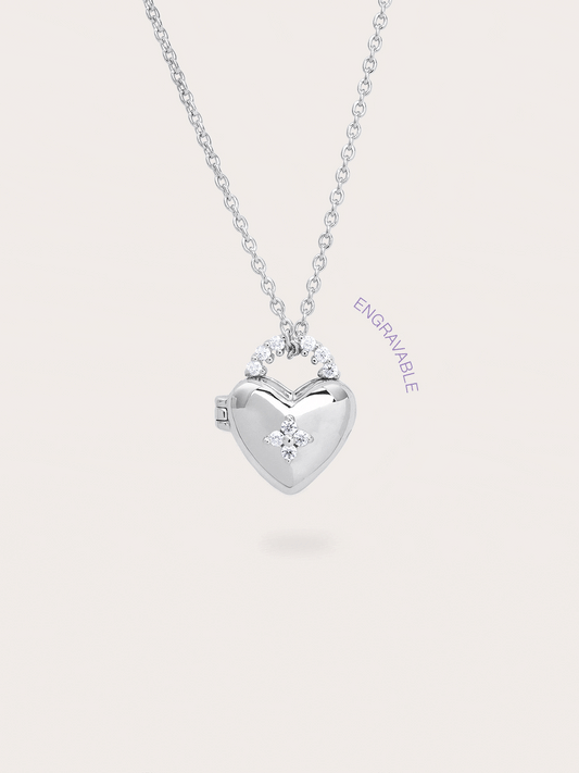 Clover Heart Locket Necklace