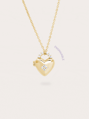 Clover Heart Locket Necklace 18K Gold Gif – Mondays Made Flower & Birthstone Jewelry Singapore