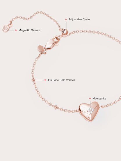 Clover Heart Bracelet 18K Rose Gold (3) – Mondays Made Flower & Birthstone Jewelry Singapore