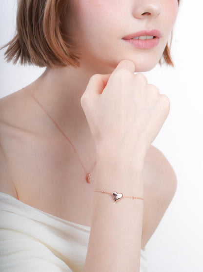 Clover Heart Bracelet 18K Rose Gold (6) – Mondays Made Flower & Birthstone Jewelry Singapore