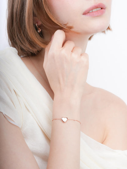 Clover Heart Bracelet 18K Rose Gold (7) – Mondays Made Flower & Birthstone Jewelry Singapore