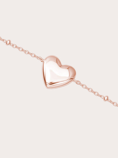 Clover Heart Bracelet 18K Rose Gold Engrave (2) – Mondays Made Flower & Birthstone Jewelry Singapore
