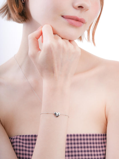 Clover Heart Bracelet S925 Silver Rhodium (4) – Mondays Made Flower & Birthstone Jewelry Singapore