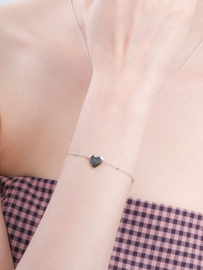 Clover Heart Bracelet S925 Silver Rhodium (2) – Mondays Made Flower & Birthstone Jewelry Singapore