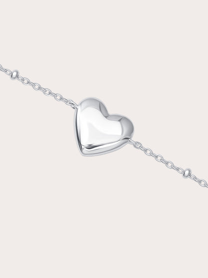 Clover Heart Bracelet S925 Silver Rhodium Engrave (2) – Mondays Made Flower & Birthstone Jewelry Singapore