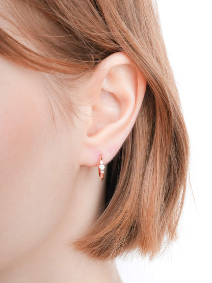 Clover Heart Detachable Huggie Earrings 18K Rose Gold (6) – Mondays Made Flower & Birthstone Jewelry Singapore