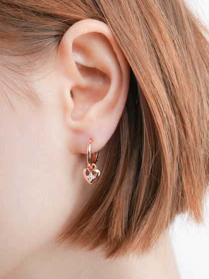 Clover Heart Detachable Huggie Earrings 18K Rose Gold (7) – Mondays Made Flower & Birthstone Jewelry Singapore