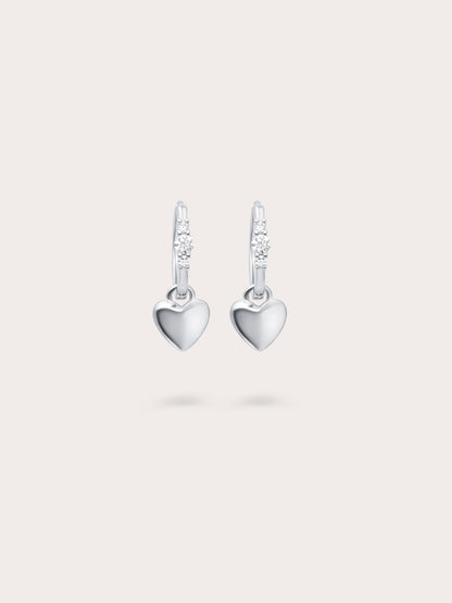 Clover Heart Detachable Huggie Earrings S925 Silver Rhodium (1) – Mondays Made Flower & Birthstone Jewelry Singapore