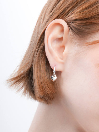 Clover Heart Detachable Huggie Earrings S925 Silver Rhodium (3) – Mondays Made Flower & Birthstone Jewelry Singapore