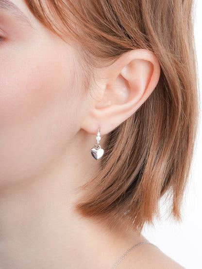 Clover Heart Detachable Huggie Earrings S925 Silver Rhodium (5) – Mondays Made Flower & Birthstone Jewelry Singapore