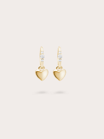 Clover Heart Detachable Huggie Earrings 18K Gold (1) – Mondays Made Flower & Birthstone Jewelry Singapore
