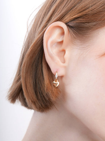 Clover Heart Detachable Huggie Earrings 18K Gold (5) – Mondays Made Flower & Birthstone Jewelry Singapore