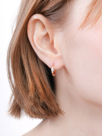 Clover Heart Detachable Huggie Earrings 18K Gold (6) – Mondays Made Flower & Birthstone Jewelry Singapore