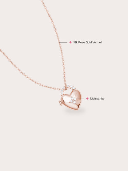 Clover Heart Locket Necklace 18K Rose Gold (1) – Mondays Made Flower & Birthstone Jewelry Singapore