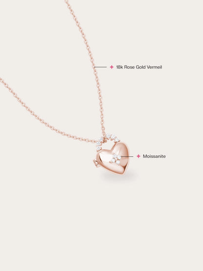 Clover Heart Locket Necklace