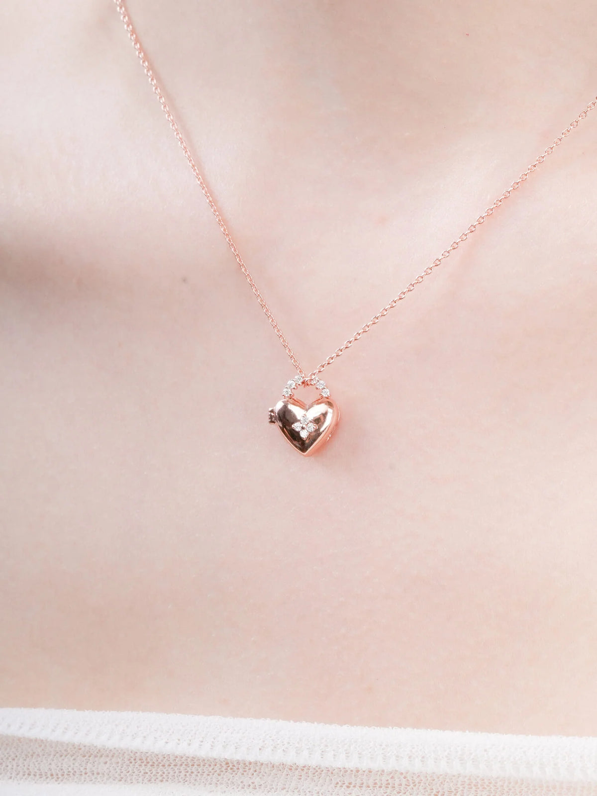 Clover Heart Locket Necklace